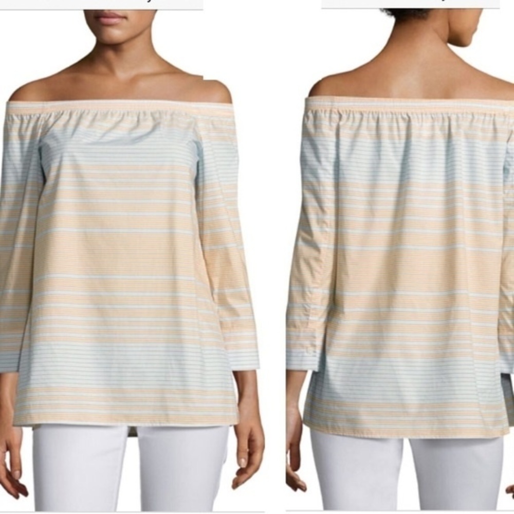 Lafayette 148 New York Amy Striped Blouse S NWOT